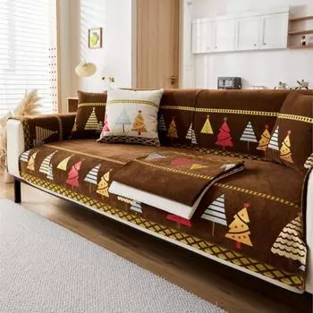 Зимний дом Нескользящая новогодняя елка Диван Подушка Чехлы для дивана Чехол из синели Коврики для дивана 70X70cm 1pc