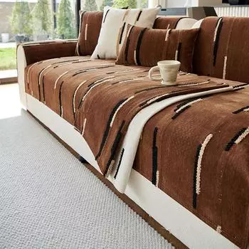 Зимний домашний нескользящий полосатый диван Подушка Чехлы для дивана Чехол из шенилла Коврики для дивана 70X70