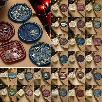 Зимний фестиваль Голова сургучная печать штамп старинный узор снежинки рождественская елка 4