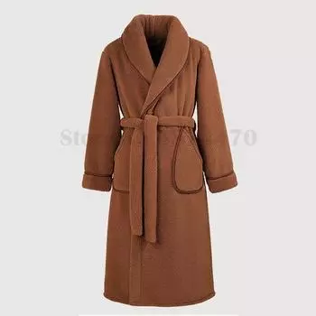 Зимний фланелевый длинный халат для пары, домашняя одежда, утолщенный коралловый флис, кимоно, халат, одежда для сна, свободная повседневная теплая домашняя одежда L