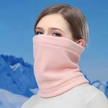 Зимний флисовый шейный платок, теплый, для лица, ветрозащитный, для катания на лыжах, для занятий спортом на открытом воздухе розовый