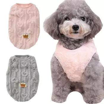 Зимний флисовый свитер для собак, пуловер для кошек, костюм для щенка, удобная теплая одежда для домашних животных, одежда с круглым вырезом, жилет для чихуахуа, йоркширского бишона XS розовый