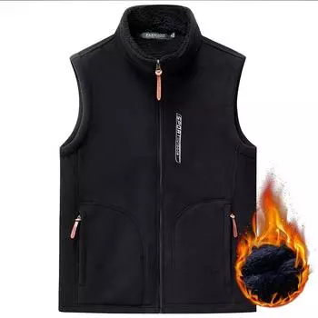 Зимний флисовый жилет для мужчин. Свободный и плюшевый утолщенный флисовый топ без рукавов. XL темно-синий