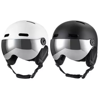 Зимний горнолыжный шлем, сноубордический шлем с защитными очками, шлем для сноуборда, защитный шлем из ABS-пластика, защитный шлем из пенополистирола для мужчин, женщин и молодежи S чёрный