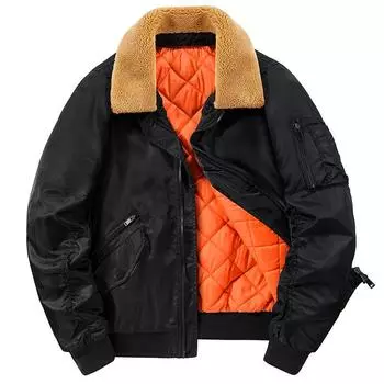 Зимний хлопковый и утепленный летный костюм, хлопковое пальто, мужская рабочая одежда American Tough Guy, хлопковое пальто, меховой воротник, съемный мотоциклетный костюм M