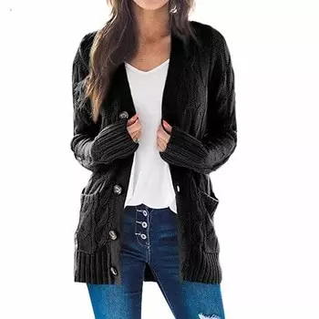 Зимний кардиган, длинный свитер, женский джемпер с длинными рукавами, вязаный свитер, передняя одежда, свободная куртка, топы, свитер Pull Femme 22840 S светло-синий