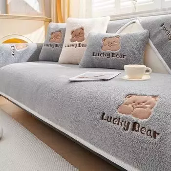 Зимний кашемировый плюшевый чехол для дивана для гостиной, однотонный теплый диван-полотенце, нескользящий L-образный чехол для дивана, чехол для дивана, полотенце для дома 70x70cm 1pcs
