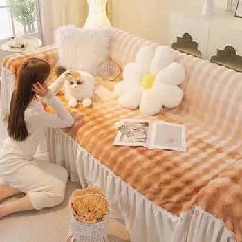 Зимний кемпинг пикник диван чехол пушистый диван Funda толстый теплый кроличий шерстяной диван чехлы коврики пледы 180x130