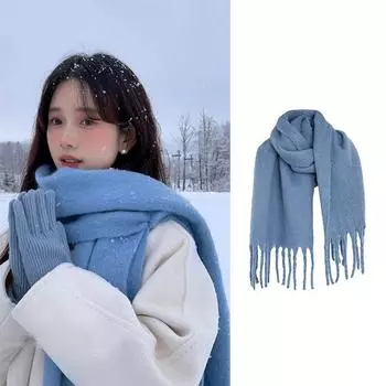 Зимний клетчатый толстый теплый шарф для женщин, кашемировая шаль и палантины, шейный платок из пашмины, женские мохнатые шарфы-сетки