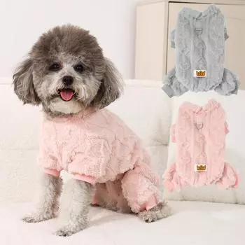 Зимний комбинезон для собак, пижама, мягкий флисовый комбинезон для маленьких и средних собак, костюм для щенка, свитер, одежда, наряды для французского бульдога XS серый