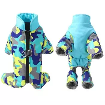 Зимний комбинезон для собак средних и маленьких размеров, комбинезон, пальто с мехом, мягкая флисовая куртка для щенков, костюм чихуахуа, французский бульдог S синий
