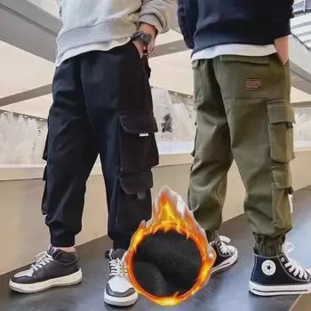 «Зимний комбинезон из плюшевого флиса для мальчиков - повседневные брюки свободного кроя» 160