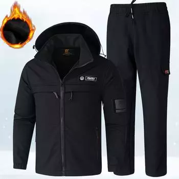 Зимний комбинезон Plus Velvet Suit Мужская утолщенная теплая холодная ветрозащитная и водонепроницаемая куртка Outdoor Tooling Suit S зелёный