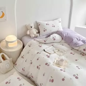 Зимний комплект из четырех предметов из молочного бархата с принтом, комплект из утолщенного и теплого молочного бархата, двусторонние бархатные простыни 1.2m bed sheet 3pcs