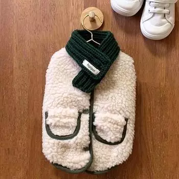 Зимний комплект из пальто и шарфа для домашних животных, флисовая одежда для собак, чихуахуа, бишон, французский бульдог, костюм для щенка, жилет для домашних животных, кардиган XS