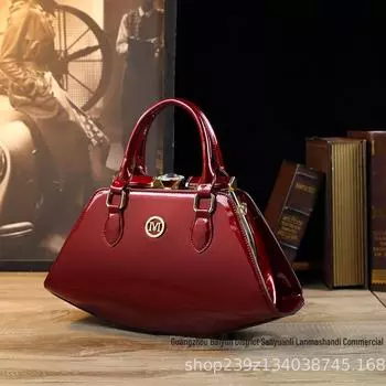 Зимний комплект из женской лакированной кожи в форме пельменя и сумки через плечо 2023 года цветной печати леопарда