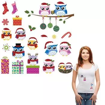 Зимний комплект с изображением совы, утюг с термопереносом, термопринт на джинсах, термонашивка, новый дизайн, футболка с горячим разрывом, платья, аппликация своими руками