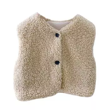 Зимний корейский женский утолщенный теплый жилет из овечьей шерсти темно-кофейного цвета 100