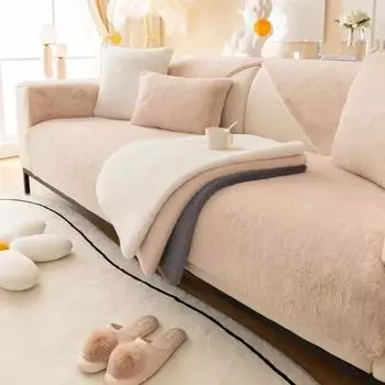 Зимний коврик для дивана с ощущением кошки, высококачественный противоскользящий толстый плюшевый чехол для дивана, однотонный, легкий, роскошный чехол для подушки на сиденье 70x70cm