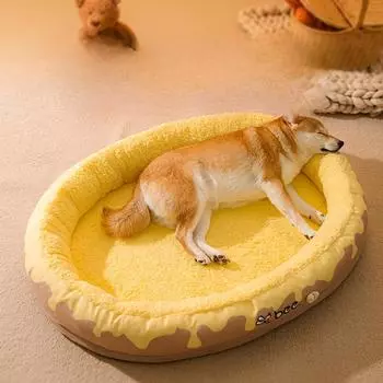 Зимний коврик-гнездо для собак и кошек, теплый и толстый, зимний, термоизоляционный, с открытым кристаллом, супермягкий, губчатый коврик из полипропилена, желтый S: 45 * 35CM
