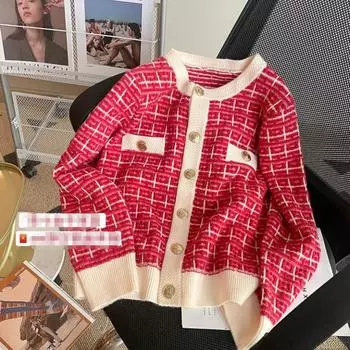 Зимний красный свитер First Love, кардиган, женский дизайн Sense Small High Sense, маленький ароматный новогодний вязаный кардиган, свитер, пальто One Size красный