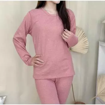 Зимний круглый вырез термобелье женский толстый теплый комплект с длинным рукавом бархатный женский костюм L фиолетовый