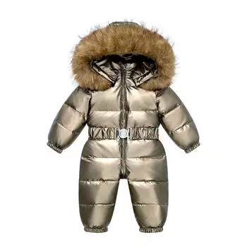 Зимний лыжный костюм детский комбинезон комбинезон для мальчика теплая куртка пуховик детская одежда для девочек детская одежда пальто из искусственного меха 120cm белый