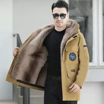 Зимний меховой пирог, мужское пальто средней длины со съемной внутренней майкой, цельное утолщенное хлопковое пальто из композитного меха 6XL