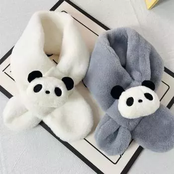 Зимний милый детский утолщенный шарф с рисунком панды one size белый