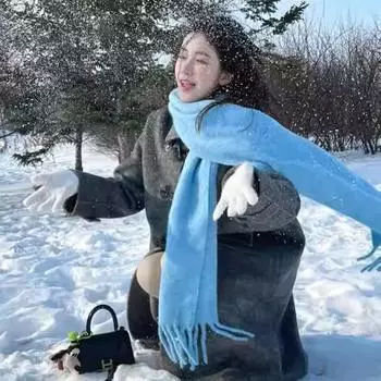 Зимний мохеровый шарф цвета макарон для тепла, закрывающий лицо, ветрозащитный и устойчивый к холоду, бархатная шаль двойного назначения, однотонный шарф бежевый