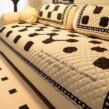 Зимний молочный плюшевый чехол для дивана, утепленный нескользящий жаккардовый чехол для дивана с геометрическим рисунком, чехол для гостиной, теплый защитный коврик для мебели 70x70cm 1pcs