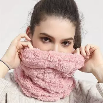 Зимний мягкий утолщенный плюшевый теплый шарф для езды на велосипеде, ветрозащитный пылезащитный шарф для защиты шеи и лица белый