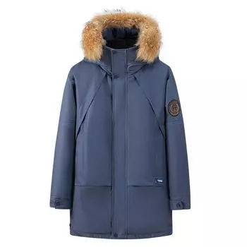 Зимний мужской деловой повседневный пуховик с капюшоном, свободный, больших размеров, сохраняет тепло, эполеты, принт XL