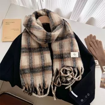 Зимний мужской и женский парный шарф, теплая утолщенная шаль, мягкий восковой шарф в стиле ретро-ленивый 205*40cm