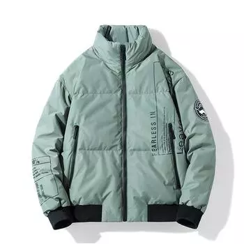 Зимний мужской пуховик средней длины, 90% белый утиный пух, стеганая куртка с капюшоном и воротником-стойкой M