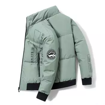 Зимний мужской пуховик средней длины, 90% белый утиный пух, стеганая куртка с капюшоном и воротником-стойкой M