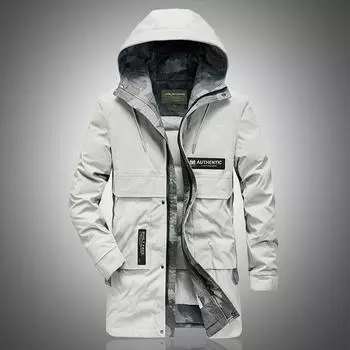 Зимний мужской пуховик средней длины, теплый пуховик на открытом воздухе, пальто с капюшоном, хлопковая куртка на белом утином пуху M