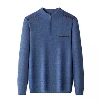 Зимний мужской шерстяной свитер, утолщенный свитер с застежкой-молнией и полуводолазкой, модный теплый вязаный свитер для папы для мужчин M