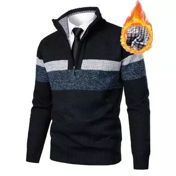 Зимний мужской свитер с длинными рукавами, кардиган с лацканами и пуговицами, вязаный свитер, куртка, теплая куртка, вязаный кардиган L темно-синий