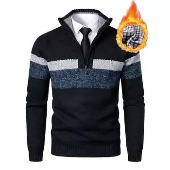 Зимний мужской свитер с длинными рукавами, кардиган с лацканами и пуговицами, вязаный свитер, куртка, теплая куртка, вязаный кардиган S темно-синий