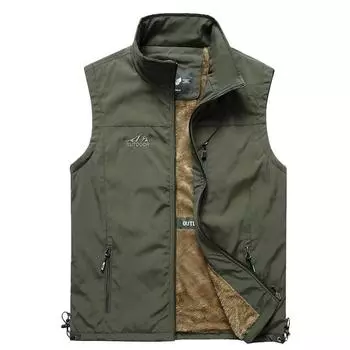 Зимний мужской теплый жилет с множеством карманов, осенний мужской повседневный жилет с несколькими карманами, куртка без рукавов M