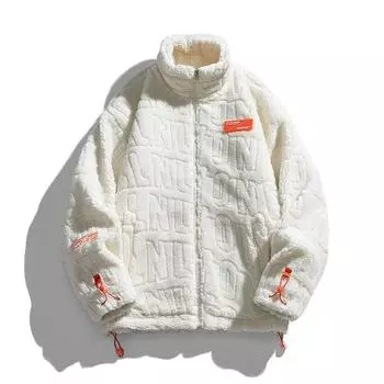 Зимний мужской уличный свитер из овечьего флиса, теплое шерстяное пальто, однотонные пуховики, мужские ветрозащитные, холодостойкие, теплая, удобная верхняя одежда M белый