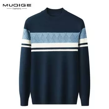 Зимний мужской утепленный свитер с круглым вырезом, мужской свитер, мужской свитер, нижнее пальто 105 абрикосовый