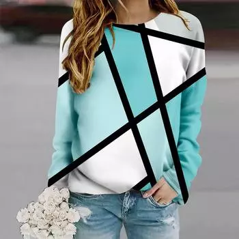 Зимний новый дизайн, пуловер с принтом, пуловер в стиле ретро, осенний женский повседневный свитер с длинными рукавами, футболка с круглым вырезом, женские свободные топы XXXL