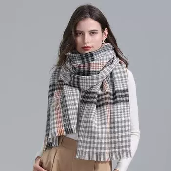 Зимний новый европейский и американский стиль искусственный кашемировый шарф клетчатый универсальный полосатый шарф темпераментная шаль 200*64cm