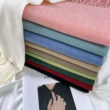 Зимний новый искусственный кашемировый однотонный модный теплый шарф, женская толстая двойная длинная шаль 70*200cm