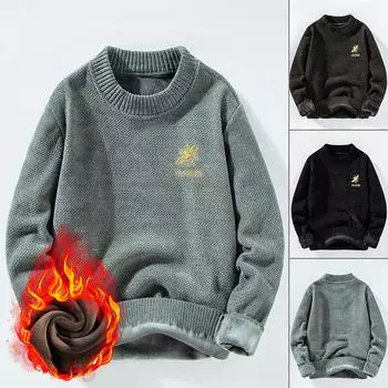 Зимний новый круглый вырез бархатный теплый свитер мужской свитер модная брендовая одежда с длинными рукавами мужская нижняя рубашка топы для мужчин M