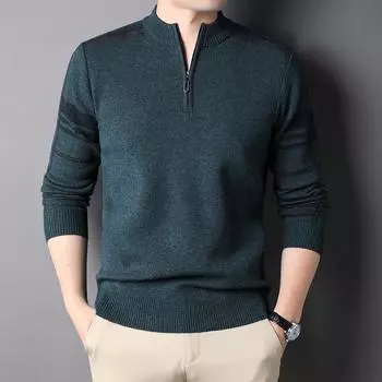Зимний новый модный мужской повседневный теплый свитер с длинными рукавами для молодежи и людей среднего возраста, полуводолазка на молнии M