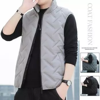 Зимний новый повседневный жилет, мужской облегающий модный брендовый тонкий и теплый утепленный пуховый хлопковый пуховик без рукавов, корейское пальто 5XL
