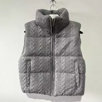 Зимний новый свободный ремонт универсальный трикотажный теплый хлопковый жилет жилет без рукавов жилет XS